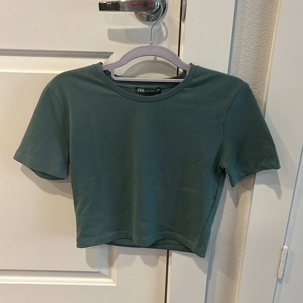 Blue Zara Cropped baby tee